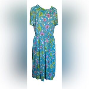 Vintage Blue Floral Dress